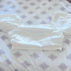 White leopard puff sleeve top